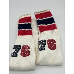 Vintage Tube Socks Over Calf Red Blue Stripe 76 Sports 20" NOS